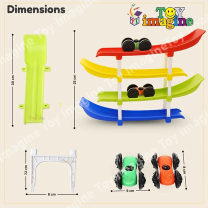 Zest 4-Level Car Ramp Racer Toy | Includes 4 Mini Cars | Educational Racing Toy for Kids 2–7 Years