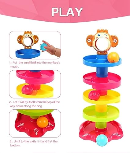 Zest Rolling & Swirling Ramp Toy | 5-Layer Ball Drop Tower with Rattle Balls | Baby & Toddler Fun Toy