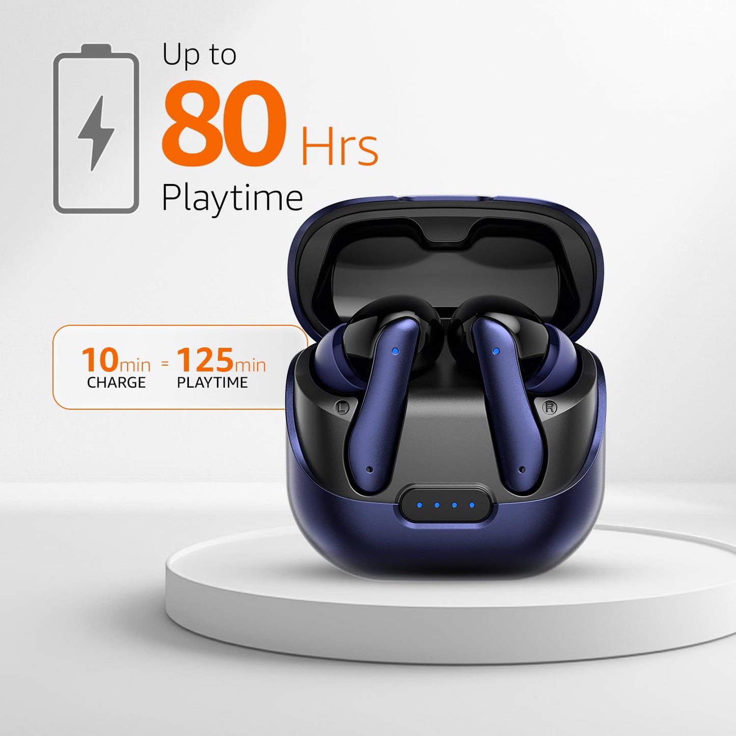 Zest TWS Earbuds | 80H Playtime, Bluetooth 5.3, Dual 10mm Drivers, IPX4, Touch Control (Blue) | ZSNGG10