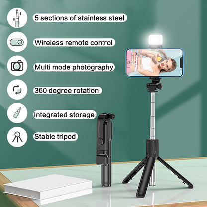 Zest 3-in-1 Selfie Stick Tripod with LED Light & Bluetooth Remote – Adjustable Brightness for Makeup, Vlogging, Selfies & Photo Shoots. ZENG61