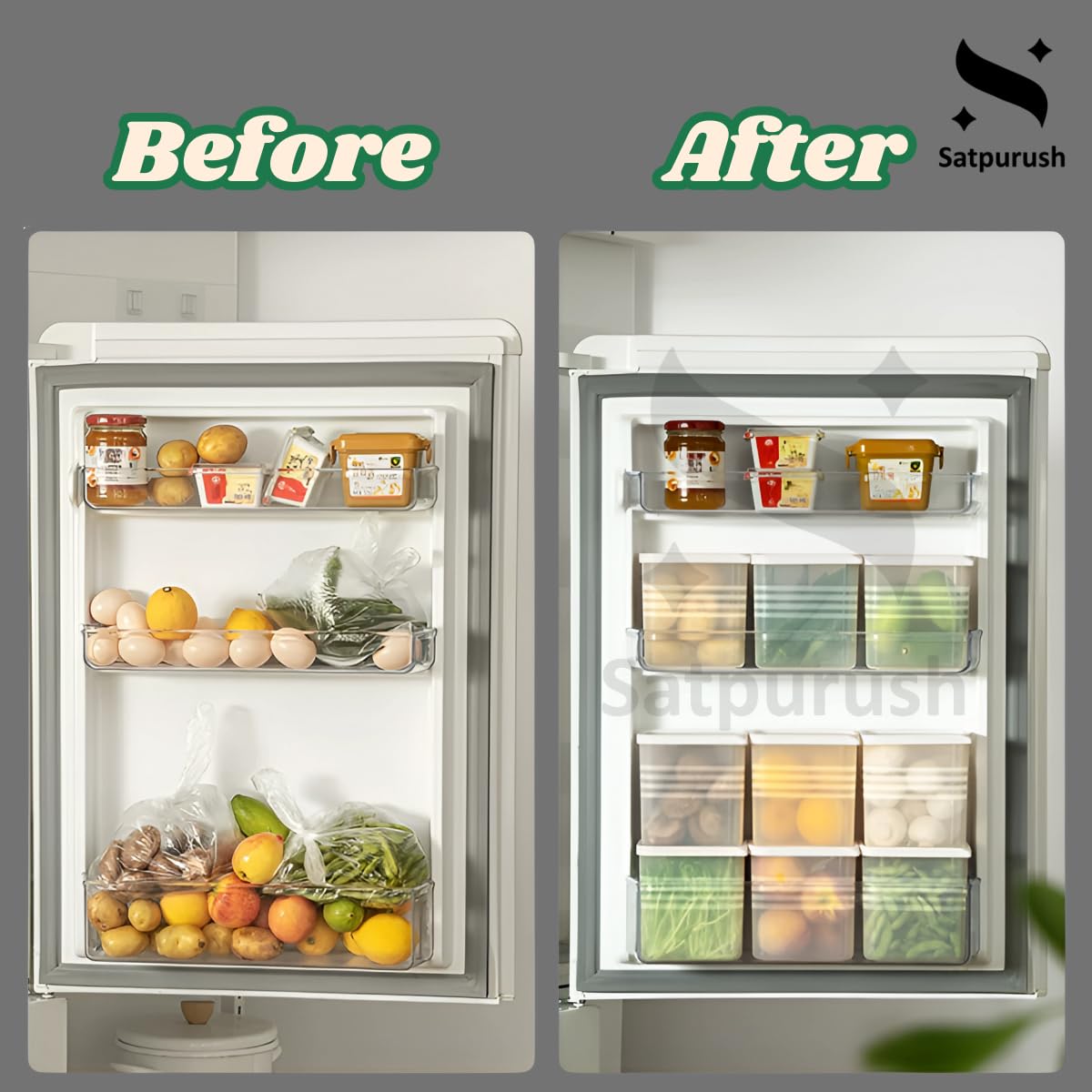 Zest Fridge Storage Boxes (Pack of 6) Freezer, Refrigerator Organizer Containers Kitchen Storage Container Set Kitchen Accessories Items for Home 1200 ml Food Storage Box and Plastic, White