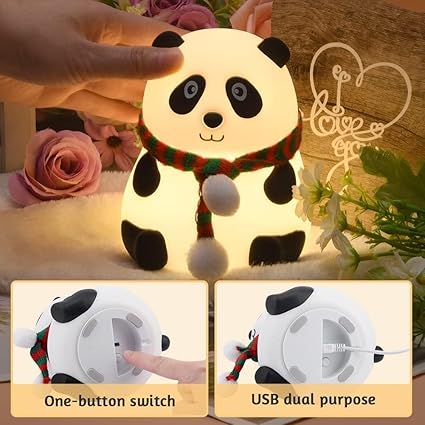 Zest Silicone Panda Night Light | 7-Color LED | Rechargeable & BPA-Free | Kids Room Decor & Gift