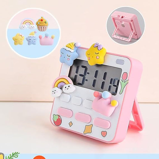 Zest Digital Timer & Stopwatch | Large Display, Loud Alarm, Magnetic Stand | Pink & White