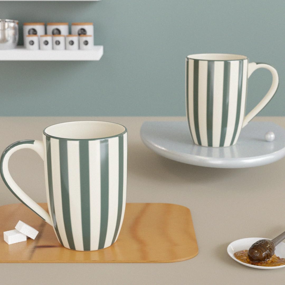 Zest Grey Stripe Coffee Mug - 420ml Each Capacity, Microwave, Dishwasher Safe and Ceramic Coffee Mug for Every Occasion.