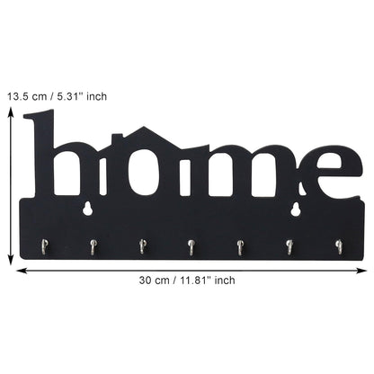 Zest Premium Wooden Key Holder – 7 Hook Wall Mounted Decorative Key Stand for Home & Office (29 cm x 13.5 cm x 0.4 cm, Black)