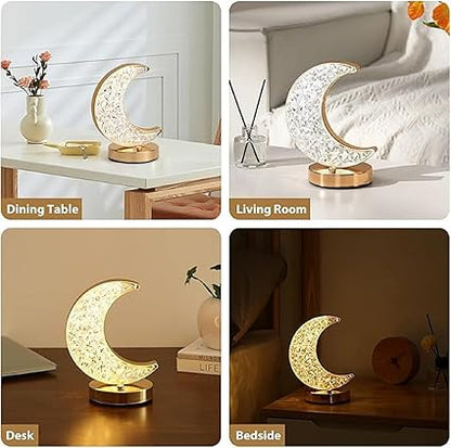 Zest 3D Crystal Ball With LED Wooden Base and Solar System Night Light, Galaxy Lamp, Moon Light With USB Powered