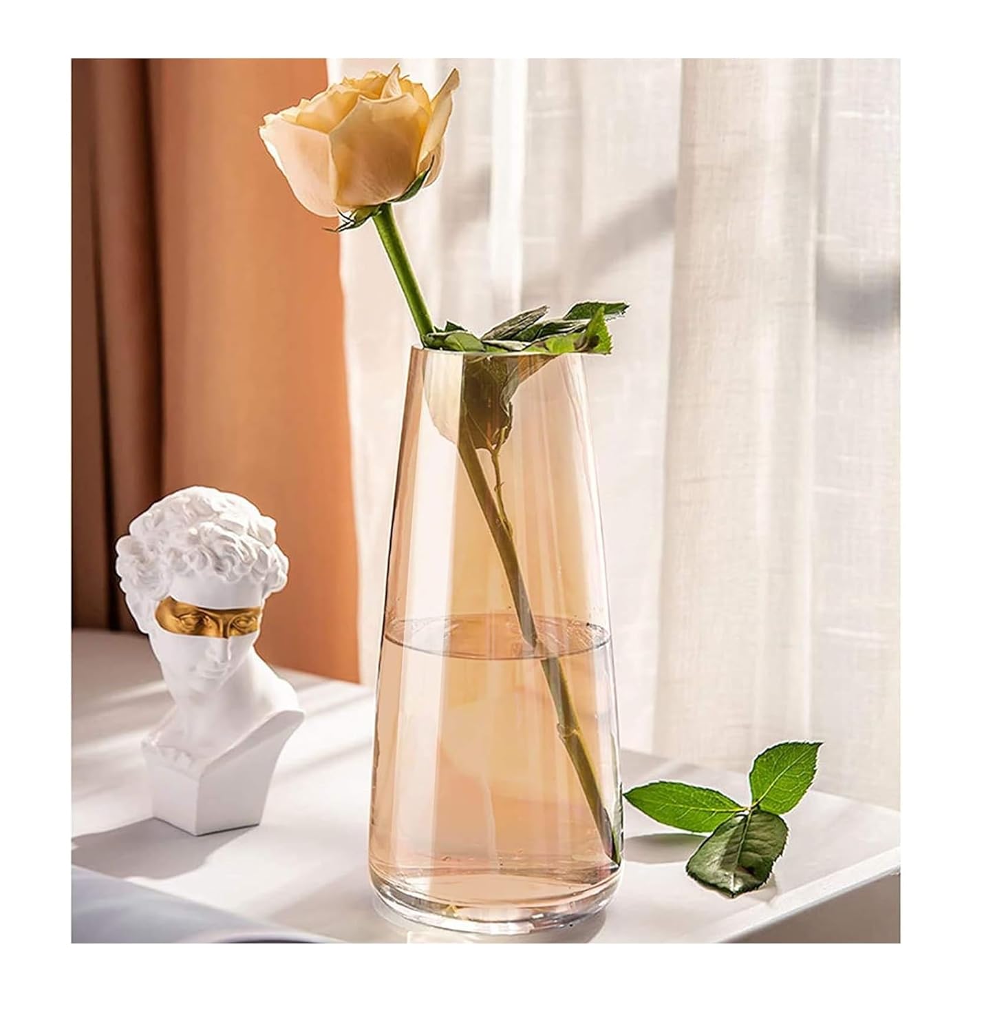 Zest Decorative Glass Vase for Flowers Plants Home Decor Office Living Table Decorations, Vases for Home Decor, Luster Glass Vase, Heavy Weight and Sturdy