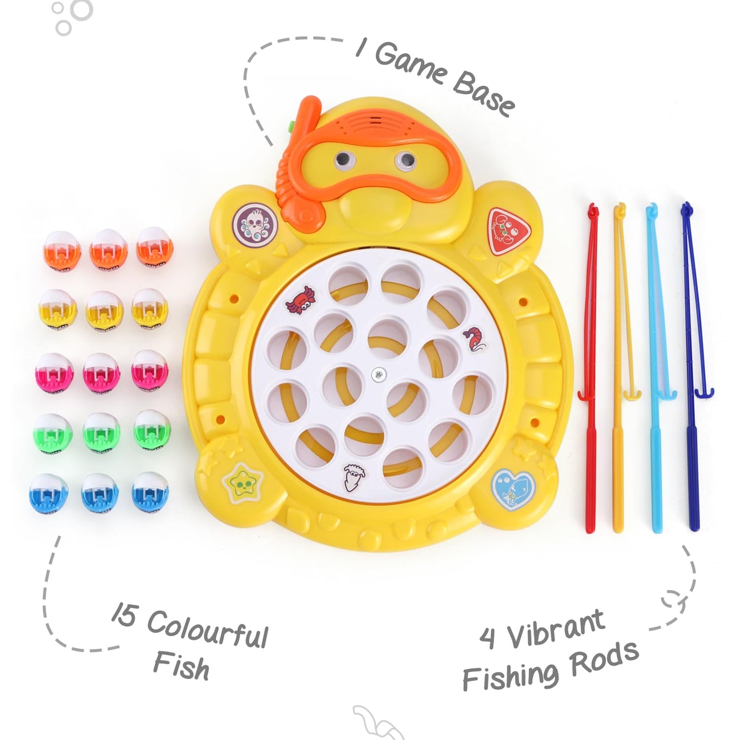 Zest Electronic Fishing Game | Rotating Fish Toy with 15 Fish & 4 Rods | Fun Skill-Building Game for Kids