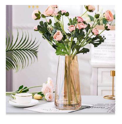 Zest Decorative Glass Vase for Flowers Plants Home Decor Office Living Table Decorations, Vases for Home Decor, Luster Glass Vase, Heavy Weight and Sturdy