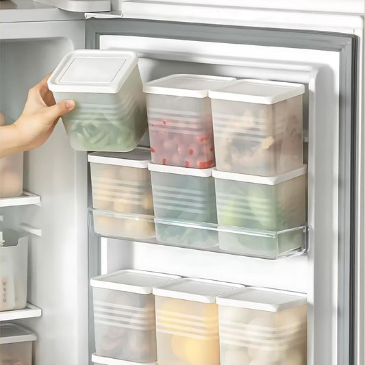 Zest Fridge Storage Boxes (Pack of 6) Freezer, Refrigerator Organizer Containers Kitchen Storage Container Set Kitchen Accessories Items for Home 1200 ml Food Storage Box and Plastic, White