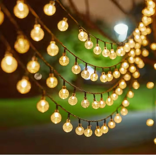 Zest Festive Diwali & Christmas Decor – LED Lights & Home Decoration Essentials | Crystal Ball String Lights – 14 LED, 3M Warm White Waterproof Fairy Lights for Home & Party Decor