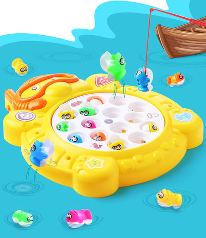 Zest Electronic Fishing Game | Rotating Fish Toy with 15 Fish & 4 Rods | Fun Skill-Building Game for Kids