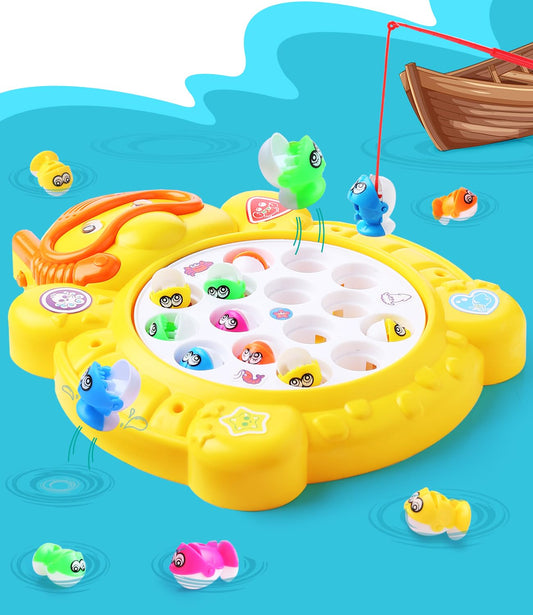 Zest Electronic Fishing Game | Rotating Fish Toy with 15 Fish & 4 Rods | Fun Skill-Building Game for Kids