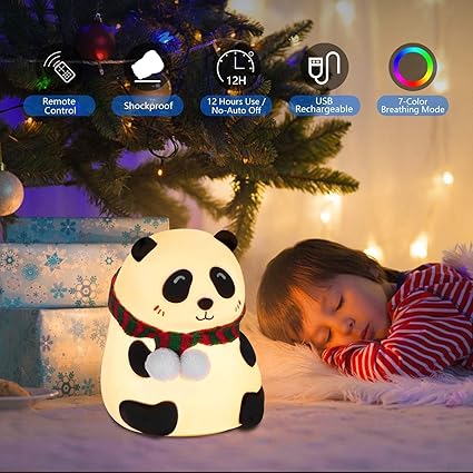 Zest Silicone Panda Night Light | 7-Color LED | Rechargeable & BPA-Free | Kids Room Decor & Gift