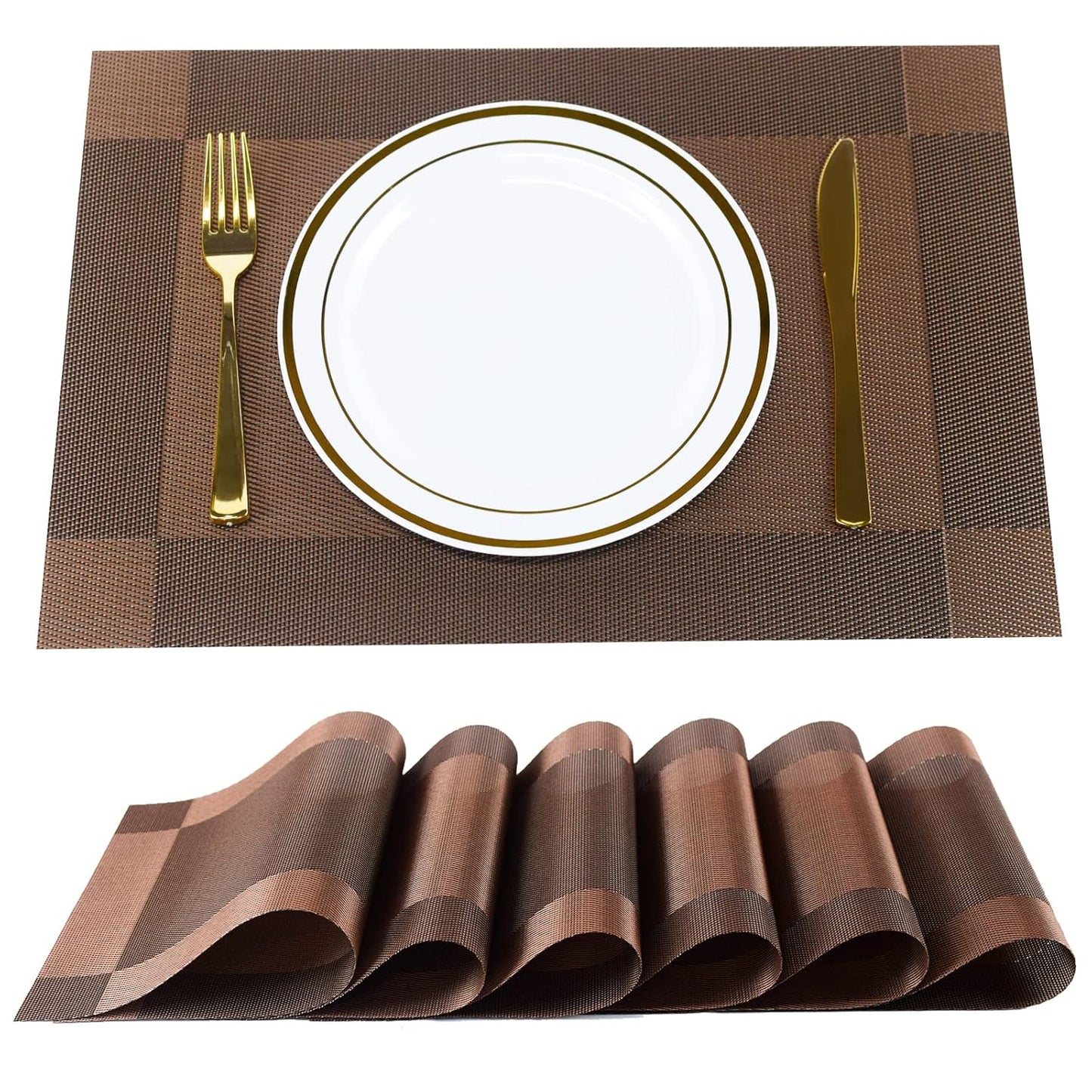 Zest Placemats Place Mats for Kitchen Dining Table, Heat-Resistant StainAnti-Skid Washable PVC Table Mats and Vinyl Dinner Mats