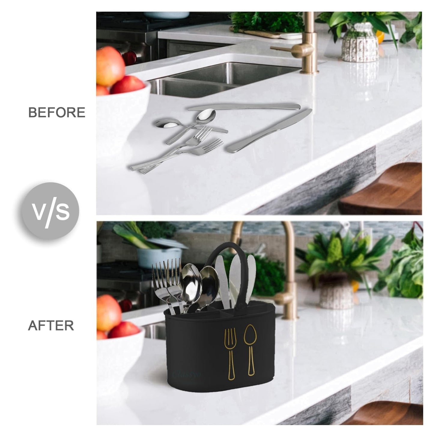 Zest Metal Cutlery Holder | Spoon Stand & Kitchen Table Organizer