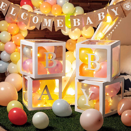 Zest Lil' Celebrations - 45 Pcs.  Baby Combo Kit, Baby Shower Decorations, Latex, Balloons, Lights, Baby Shower Decor, Party Supplies and Multicolor