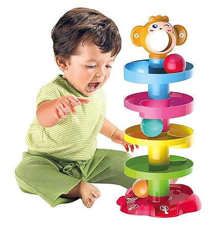 Zest Rolling & Swirling Ramp Toy | 5-Layer Ball Drop Tower with Rattle Balls | Baby & Toddler Fun Toy