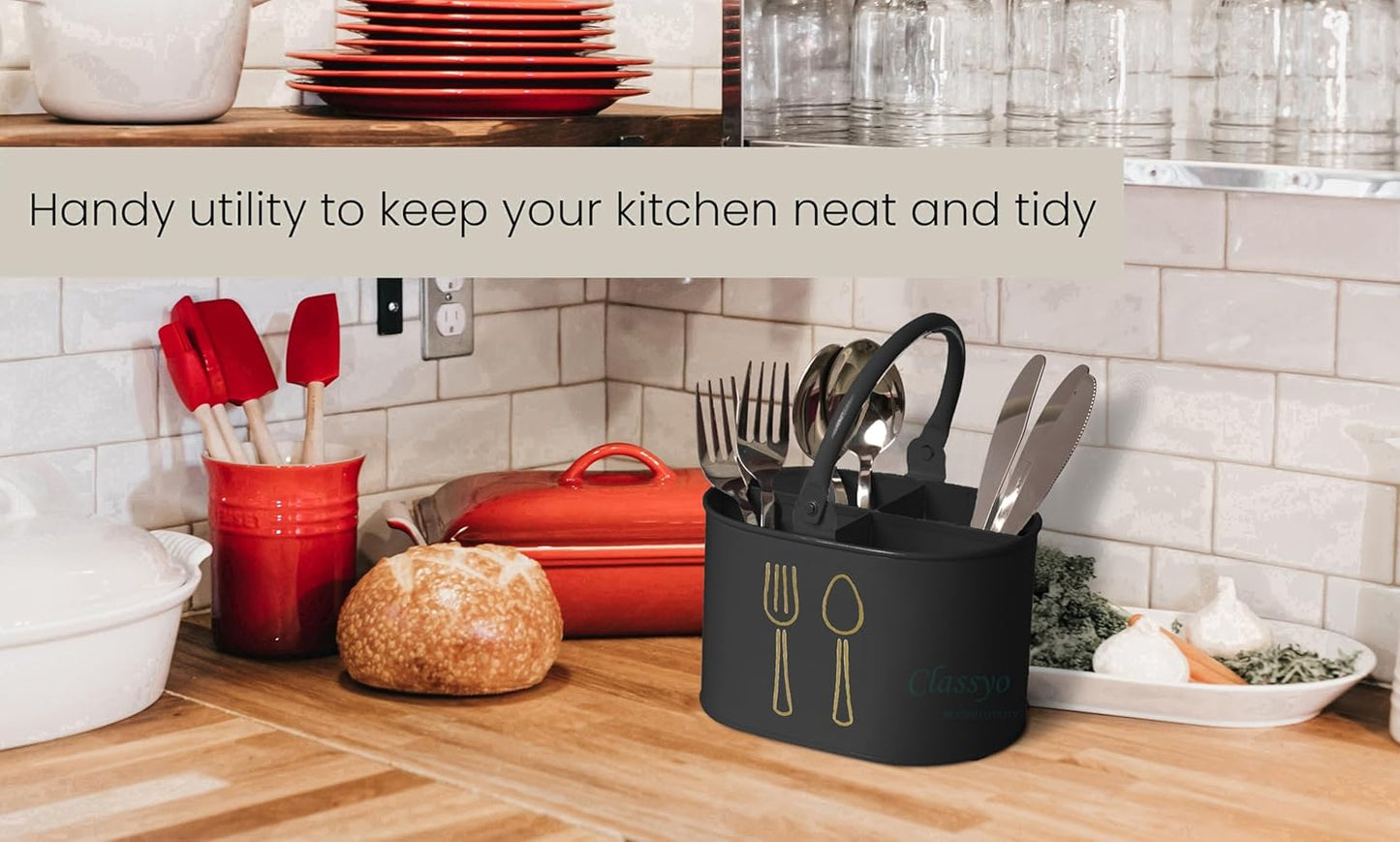 Zest Metal Cutlery Holder | Spoon Stand & Kitchen Table Organizer