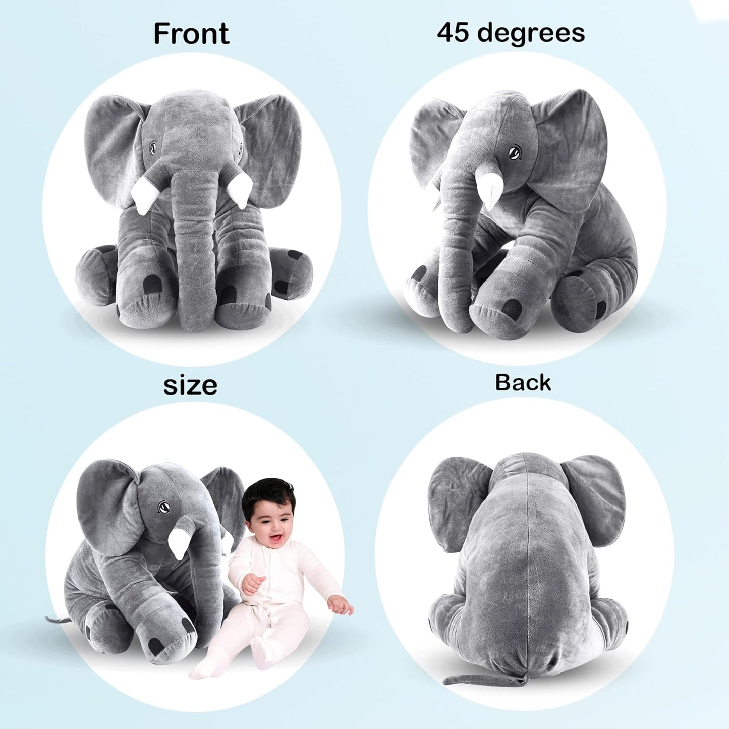 Zest Large Elephant Soft Toy | Plush Hugging Toy for Boys & Girls | Fibre-Filled & Cuddly
