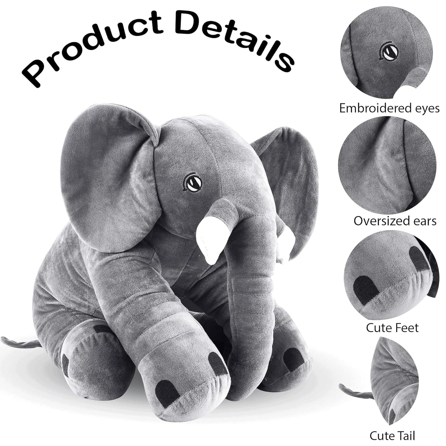 Zest Large Elephant Soft Toy | Plush Hugging Toy for Boys & Girls | Fibre-Filled & Cuddly
