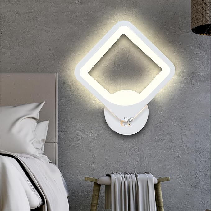 Zest White Body Wall Light – Warm White Square Wall Lamp for Home & Bedroom