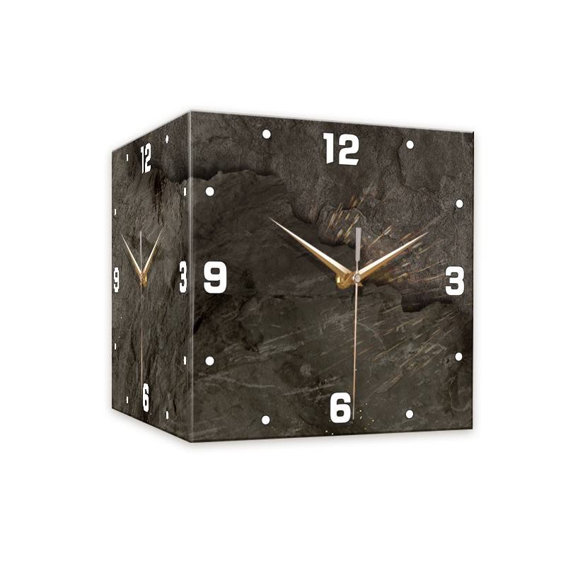 3D LED Double-Sided Corner Wall Clock – Modern Square Iron Design, Digital Abstract Style Hanging Clock for Living Room & Home Décor