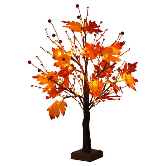 Tree IP65 Waterproof LED Maple Leaf Tree Lamp – Red Fruit Design, Indoor/Outdoor Decorative Lighting for Christmas, Harvest, Parties & Home Décor