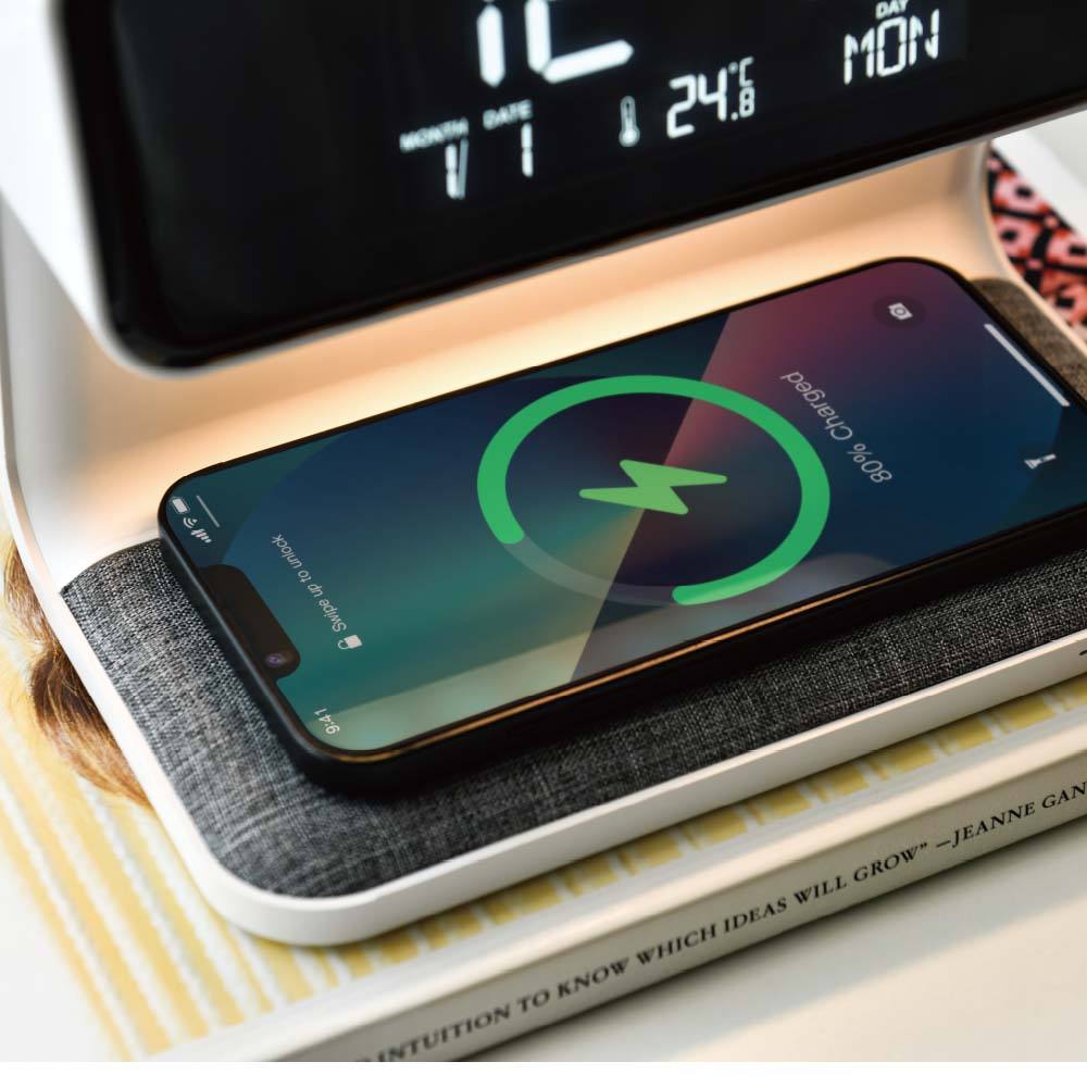 2025 Digital Alarm Clock With Wireless Charger – Modern ABS Night Light For Bedroom