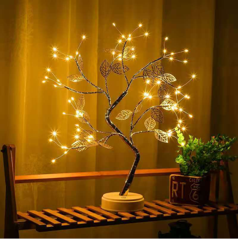 20 LED Bonsai Tree Lamp – Tabletop Fairy Light with 72 LEDs & Gold Leaves For Home, Desk & Christmas Decor