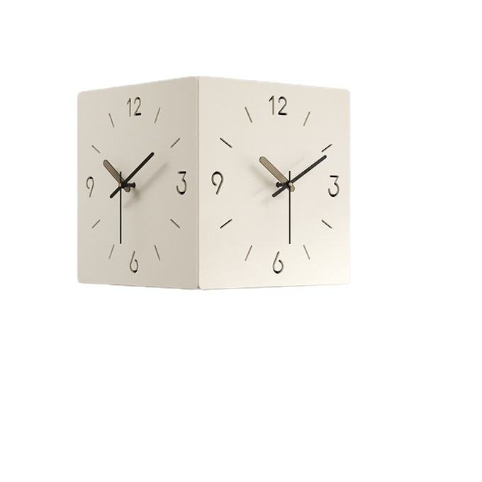 Modern 3D LED Corner Wall Clock – Creative Square Double-Sided Luminous Induction Hanging Clock for Living Room & Home Décor