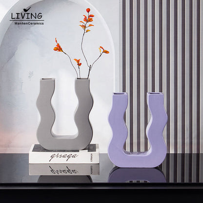 Geometric Ceramic & Porcelain Vase – Modern Centerpiece Flower Vase For Home Hotel Decoration