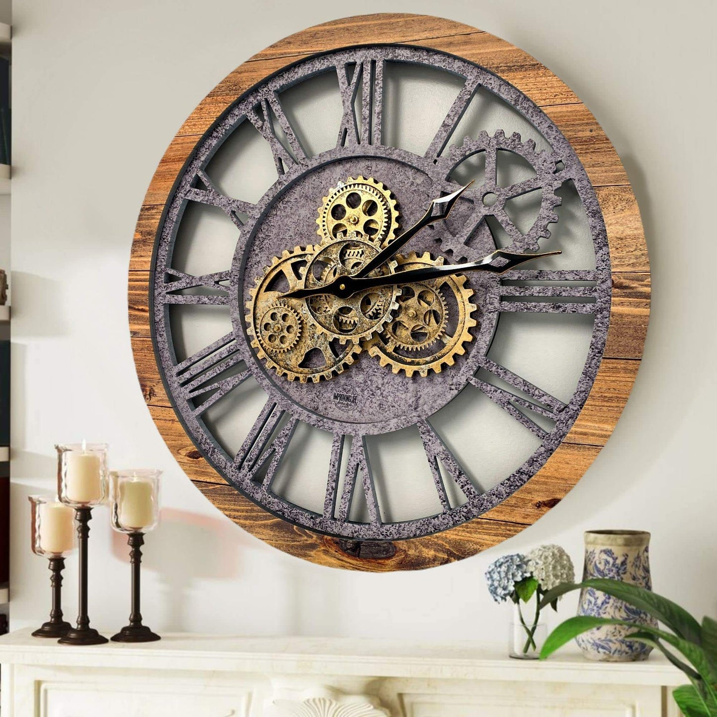 Handmade Wooden Gear Wall Clock – Custom 3D Moving Decor Modern Wall Watch