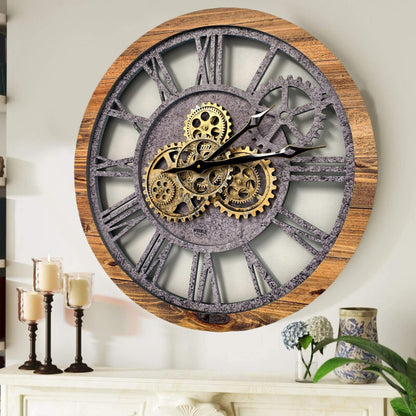 Handmade Wooden Gear Wall Clock – Custom 3D Moving Decor Modern Wall Watch