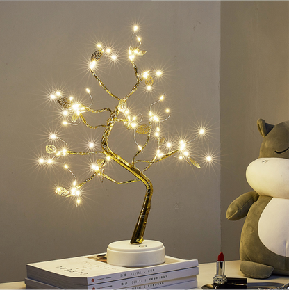 20 LED Bonsai Tree Lamp – Tabletop Fairy Light with 72 LEDs & Gold Leaves For Home, Desk & Christmas Decor