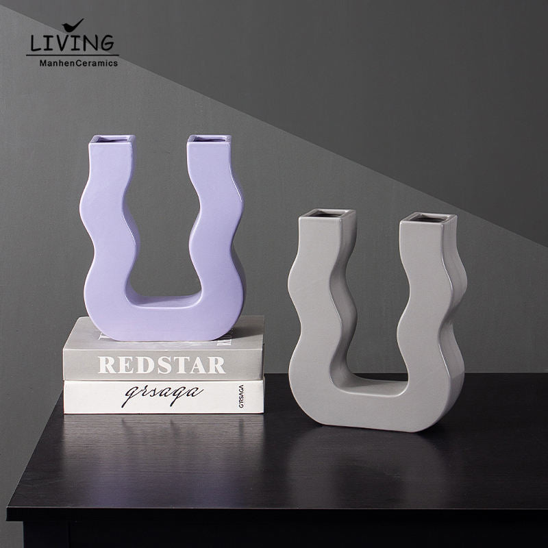 Geometric Ceramic & Porcelain Vase – Modern Centerpiece Flower Vase For Home Hotel Decoration