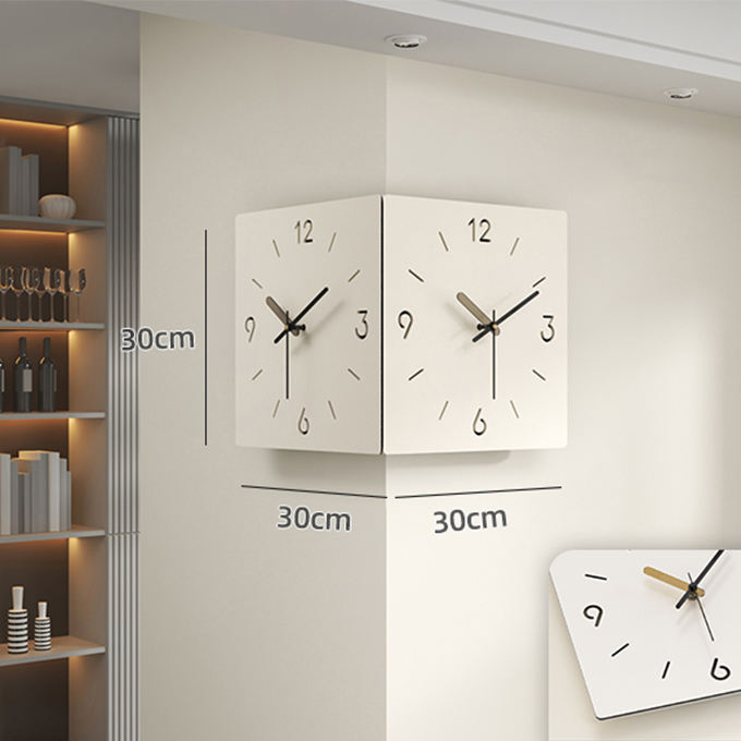 Modern 3D LED Corner Wall Clock – Creative Square Double-Sided Luminous Induction Hanging Clock for Living Room & Home Décor