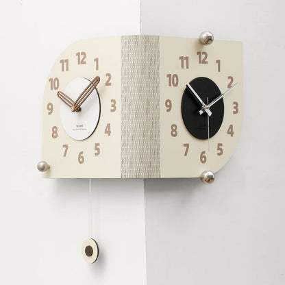 WOZOOM Double-Sided Wall Pendulum Clock – 3D Stereo Corner Clock For Home & Office Decor
