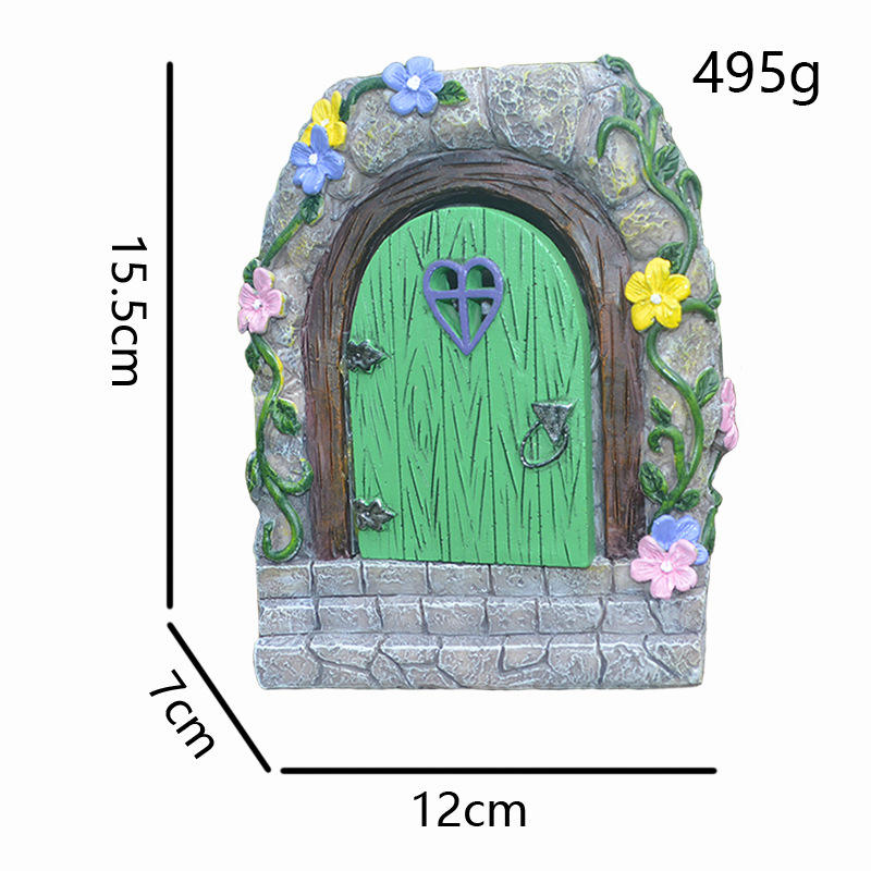 Solar Fairy Garden Door House – Resin Miniature Ornaments For Home & Garden Decoration