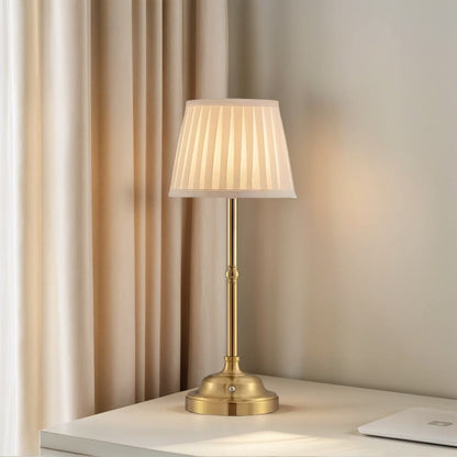 European Style Rechargeable LED Desk Lamp – Cordless Fabric Table Light for Dining & Bedroom