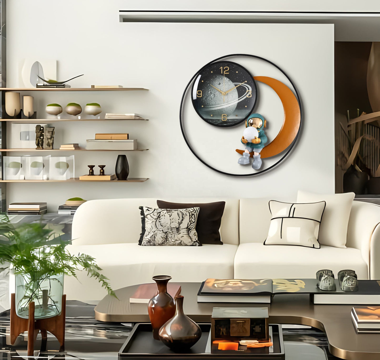 Modern 3D Spaceman Wall Clock – Creative Wall Art Hanging For Living Room Decor