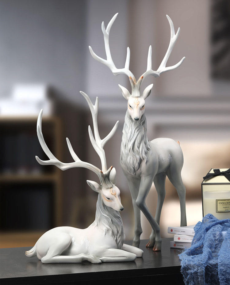 Luxury Resin Elk Statues – Handmade Animal Decoration For Home, TV & Wine Cabinet