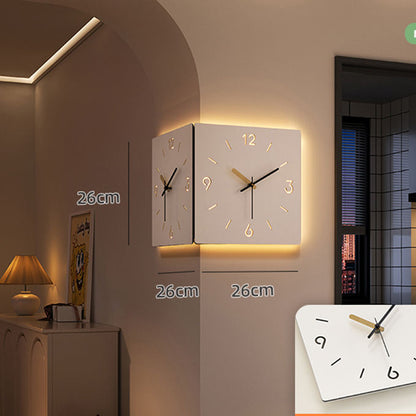 Modern 3D LED Corner Wall Clock – Creative Square Double-Sided Luminous Induction Hanging Clock for Living Room & Home Décor