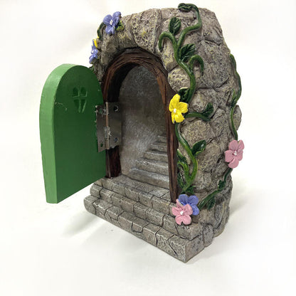 Solar Fairy Garden Door House – Resin Miniature Ornaments For Home & Garden Decoration