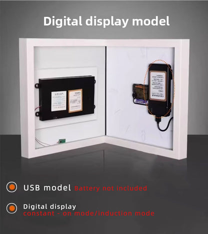 Modern Double-Sided Acrylic Wall Clock – Silent Needle Electronic Display With Abstract City Design