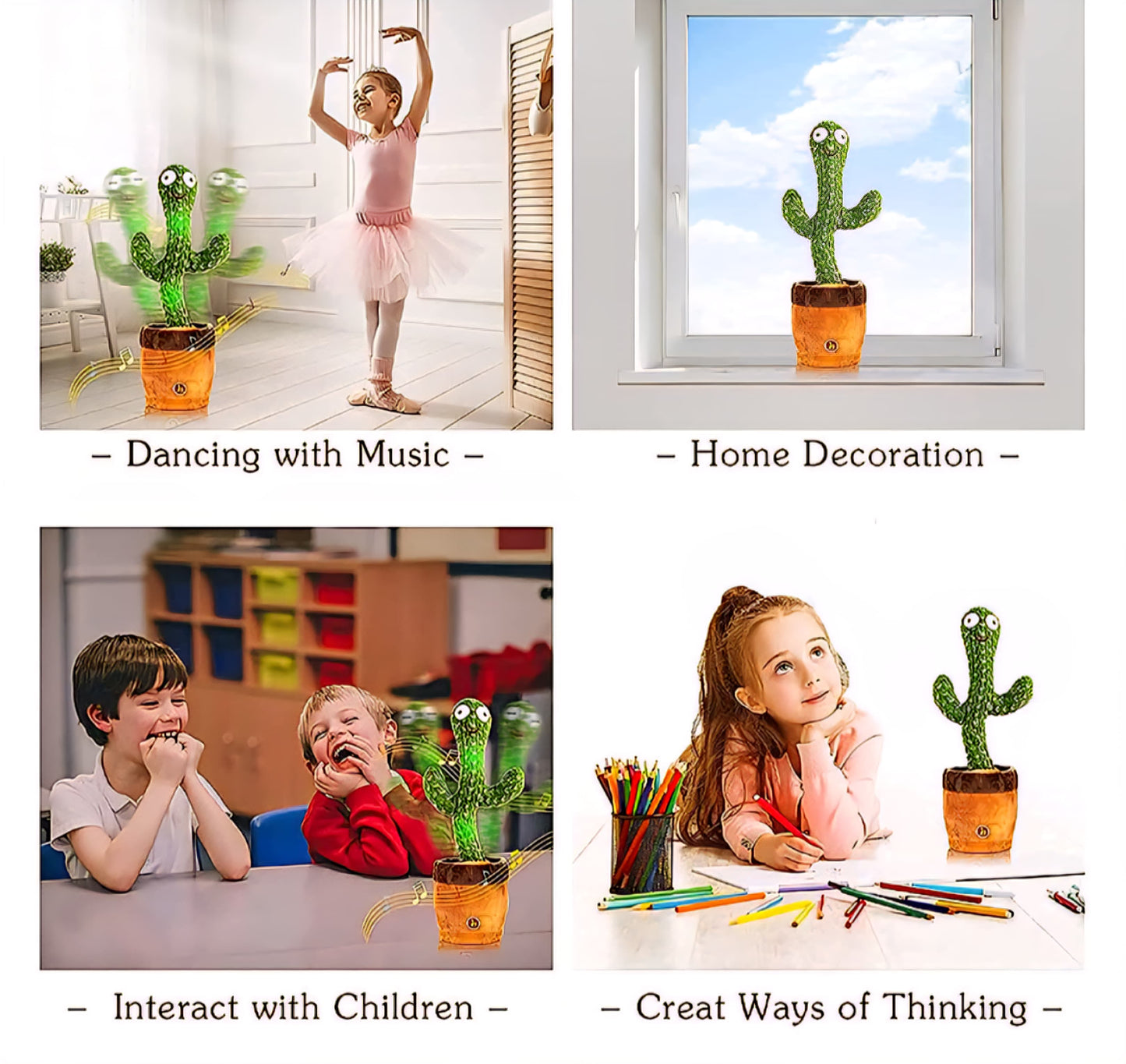Talking Cactus Toy |Dancing & Repeating Fun for Babies | Rechargeable Musical Cactus| Baby Learning Toy (0-6 Yrs)-ZEKD11