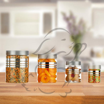 Zest Plastic Pet Storage Jar and Container, Set of 24 With Spoons Air Tight | Kitchen Organiser Improved Model Silver line Printed