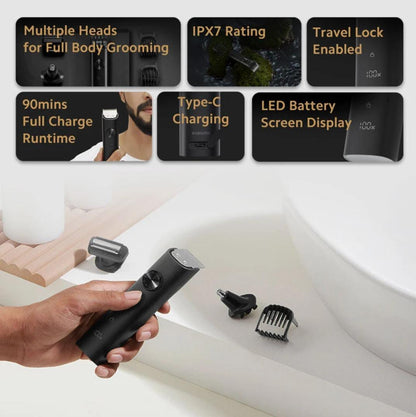 Zest Waterproof Grooming Kit Trimmer | 80 Min Runtime, 40 Length Settings – Matte Black- ZEGM1