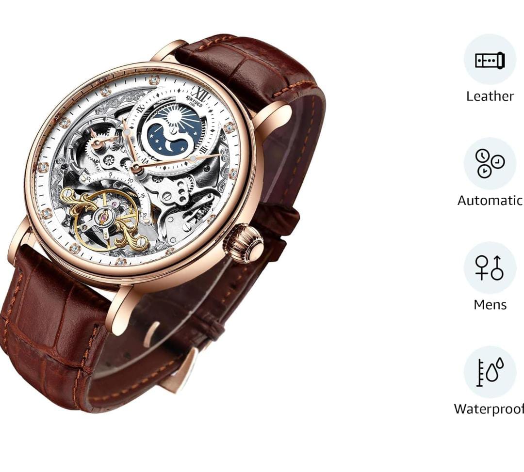 Zest Pantonic Men's Luxury Skeleton Automatic Watch | Self-Winding Leather Strap Mechanical Wristwatch