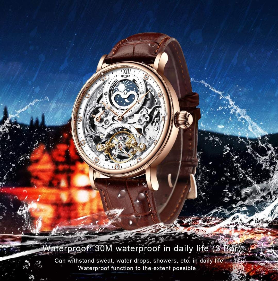 Zest Pantonic Men's Luxury Skeleton Automatic Watch | Self-Winding Leather Strap Mechanical Wristwatch